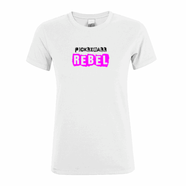 028. Pickleball Rebel Ladies Fitted T-Shirt – White