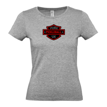 007. Pure Pickleball Badge Silver Ladies Fitted T-Shirt